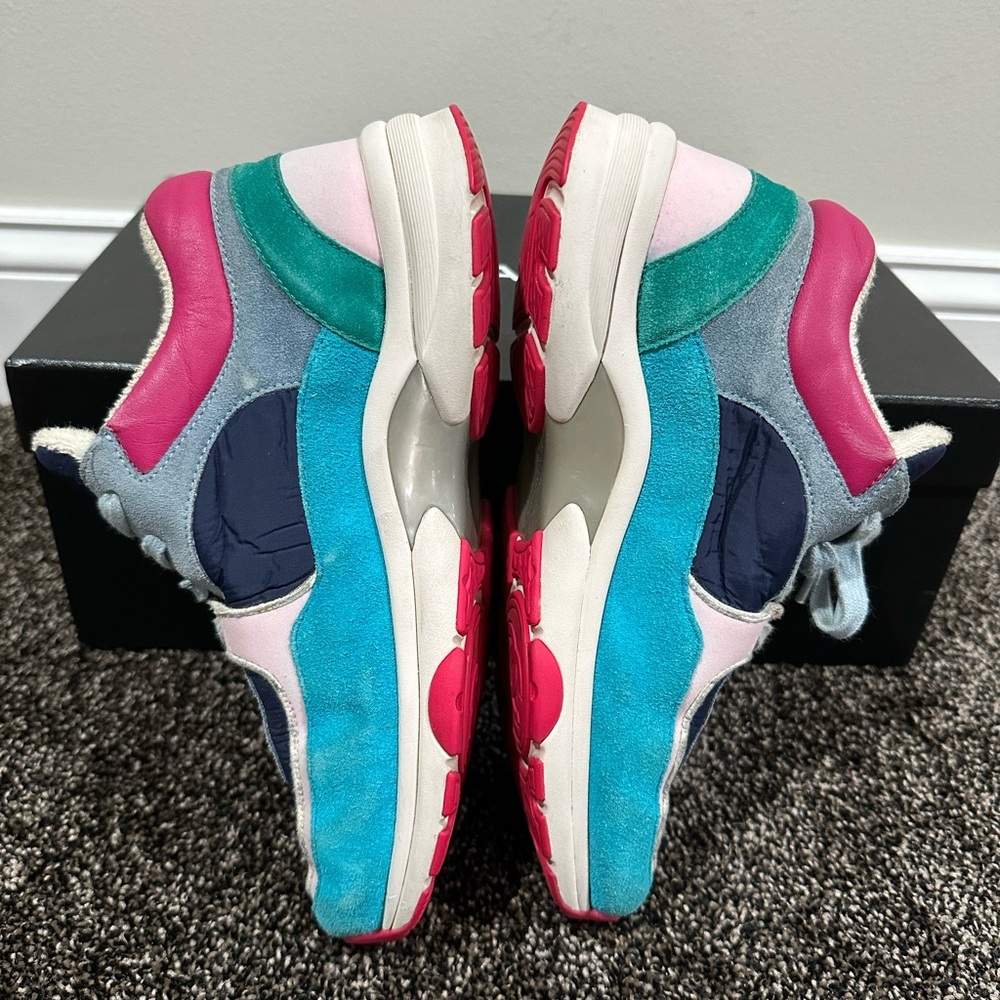 Chanel CC Logo Multicolor Suede Trainer Sneakers - Picture 8 of 11